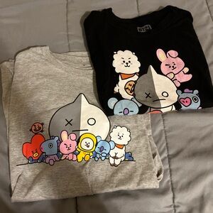 BT21 BTS T-SHIRTS GRAY AND BLACK - bundle of 2